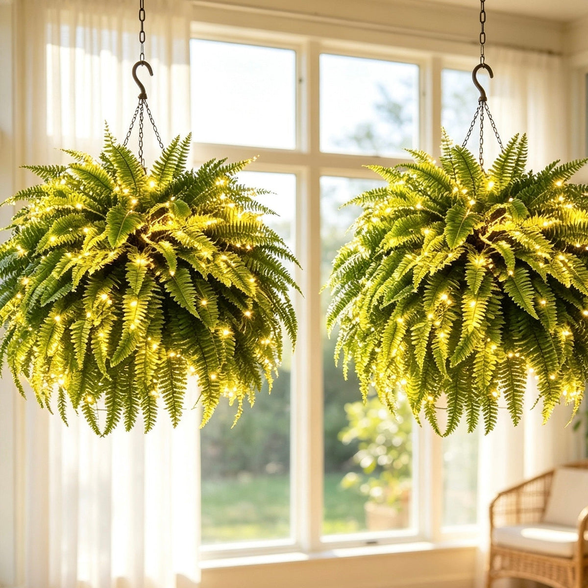 Glowing Boston Ferns with Lights – Zero Watering, Zero Maintenance