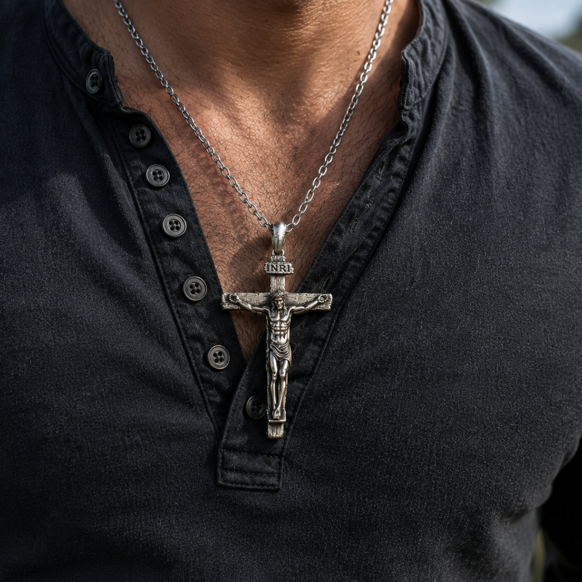 The Passion of Christ S925 Silver/Titanium Steel Cross Necklace - gift presentation