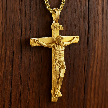 The Passion of Christ S925 Silver/Titanium Steel Cross Necklace - side view