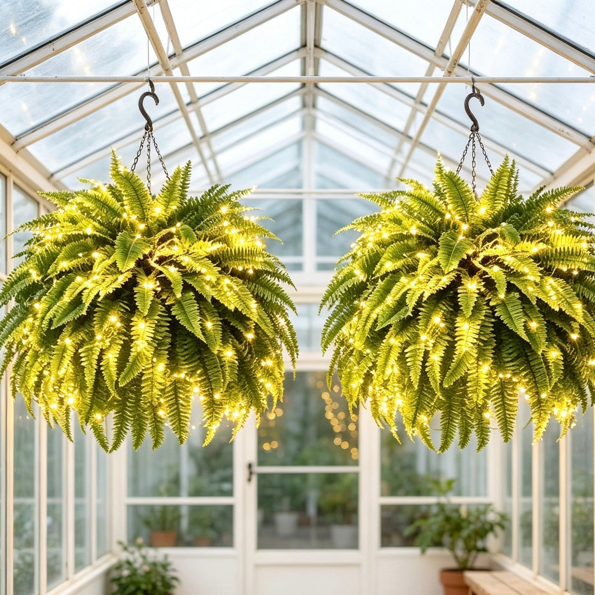 Glowing Boston Ferns with Lights –  Zero Watering, Zero Maintenance
