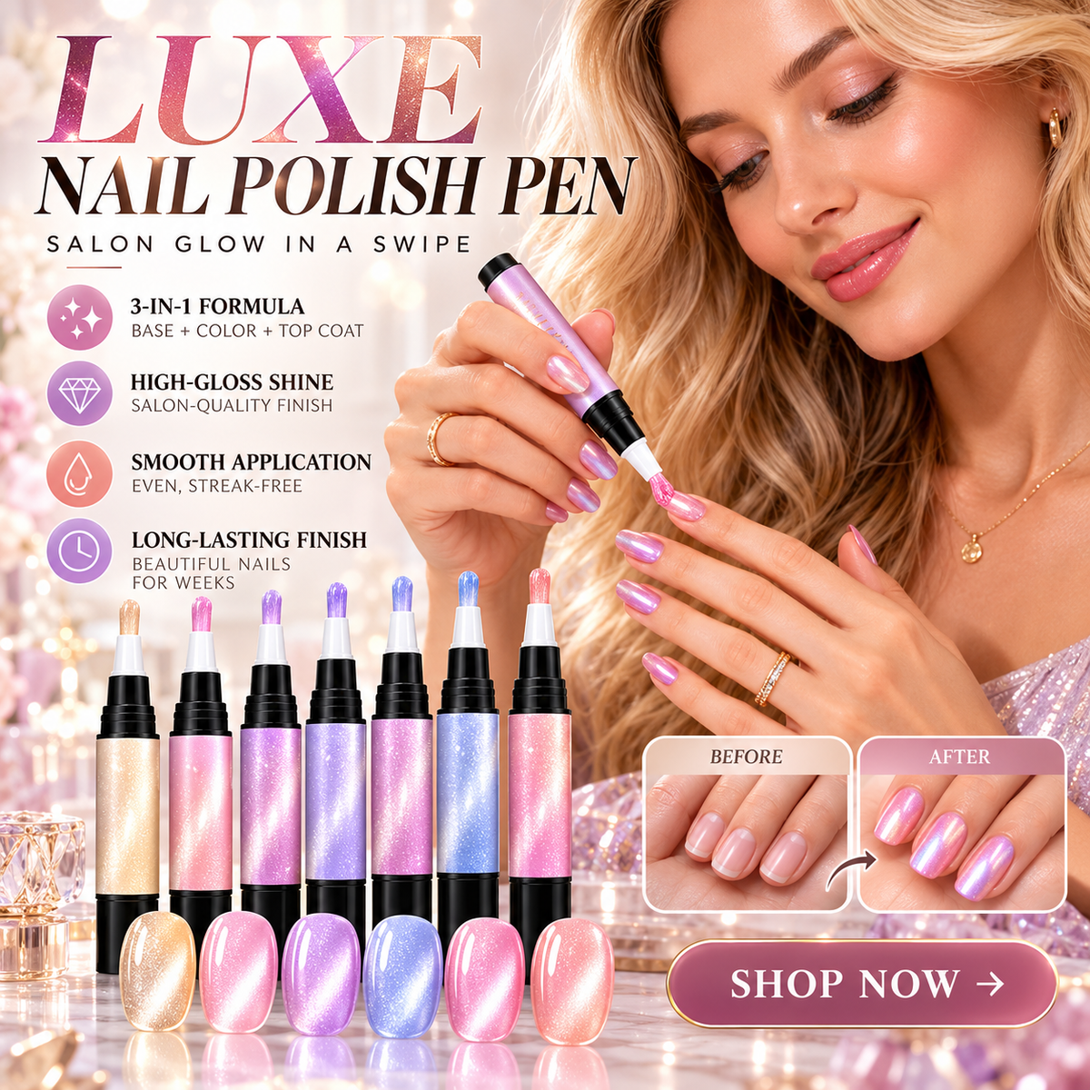 💅 6PCS One-Step Gel Nail Art Pen Set – Salon Beauty at Home