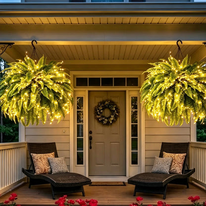 Glowing Boston Ferns with Lights –  Zero Watering, Zero Maintenance