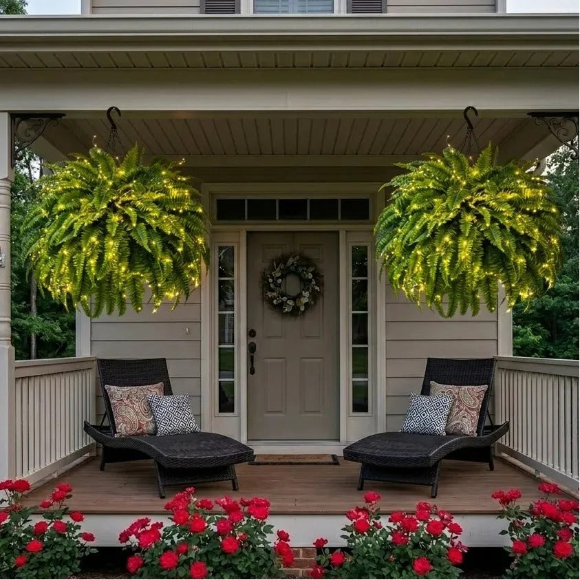 Glowing Boston Ferns with Lights –  Zero Watering, Zero Maintenance